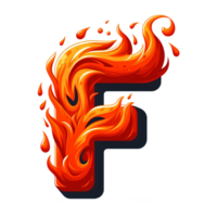 ai generado F - alfabeto letras desde fuego, en dibujos animados estilo, transparente antecedentes png