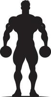 A Minimal Body Builder Pose vector silhouette black color