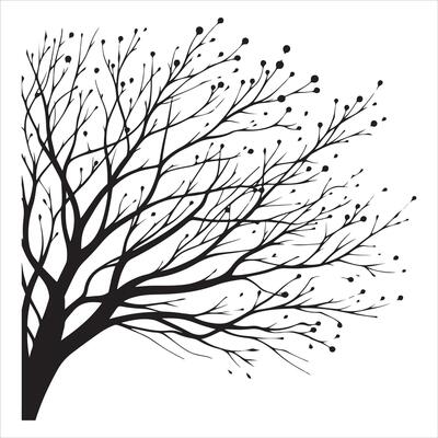 Minimal Autumn Naked Tree vector silhouette