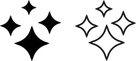 Sparkle icon set in two styles isolated on white background . Shine icon symbol vector