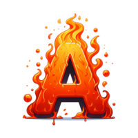 AI generated Letter A from Fire, with cartoon style, transparent background png