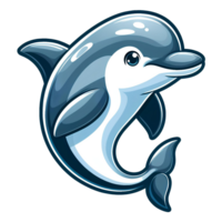 AI generated dolphin jumping out of water - cute dolphin - cartoon on transparent background png