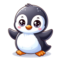 ai genererad söt pingvin - tecknad serie på transparent bakgrund png