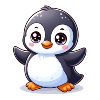 ai gerado fofa pinguim - desenho animado em transparente fundo png