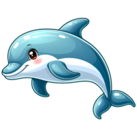 AI generated dolphin jumping out of water - cute dolphin - cartoon on transparent background png