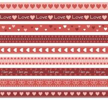 Borders with hearts, seamless pattern, washi types vector