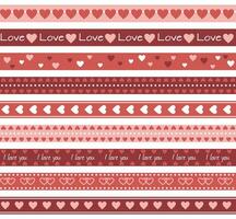 Borders with hearts, seamless pattern, washi types vector