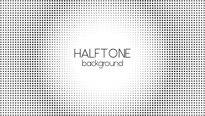 Halftone dotted background. Vector black and white dots round pattern