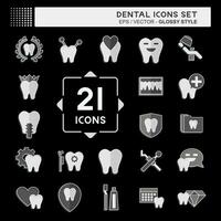 Icon Set Dental. related to Health symbol. glossy style. simple design editable. simple illustration vector