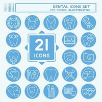 icono conjunto dental. relacionado a salud símbolo. azul ojos estilo. sencillo diseño editable. sencillo ilustración vector