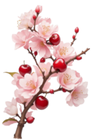 AI generated beautiful  blooming cherry tree in spring png