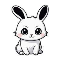 AI generated white rabbit kawaii sticker graphics png