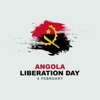 Angola Liberation Day is celebrated on February 4. greeting card poster with flag, and grunge texture. Vector illustration