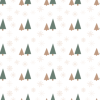 Beautiful illustration seamless pattern with Christmas elements fir tree and snowflakes on a white transparent background png