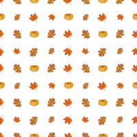 autunno colorato modello illustrazione consistente di arancia zucche e colorato le foglie su un' trasparente sfondo. può essere Usato per creare il tuo disegni png