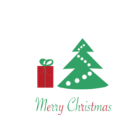 A beautiful illustration of a Christmas tree decorated with toys, as well as a gift and a holiday lettering on a transparent neutral background. Can be used for your design png