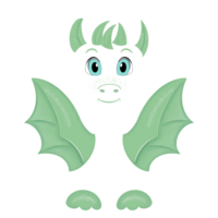 Illustration of a cute green dragon symbol of Christmas on a transparent neutral background. Can be used as an element of your composition png