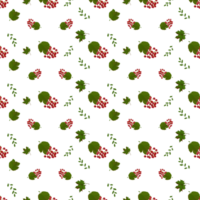 Illustration pattern of ripe bright red viburnum and green leaves on a transparent neutral background. Elements for your design png