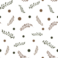 Beautiful illustration pattern with colored plant branches and round dots on a transparent background. Elements for your design png