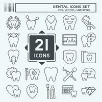 icono conjunto dental. relacionado a salud simbolo.linea estilo. sencillo diseño editable. sencillo ilustración vector