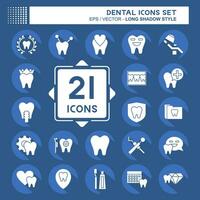 Icon Set Dental. related to Health symbol. long shadow style. simple design editable. simple illustration vector