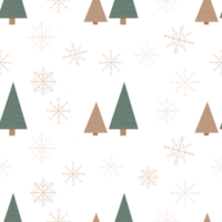 Beautiful pattern illustration with elements of Christmas tree, gift box, wreath, winter hat in green and brown colors png