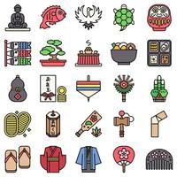 Japanese New Year related filled icon set 2 vector