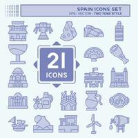 Icon Set Spain. related to Holiday symbol. two tone style. simple design editable. simple illustration vector