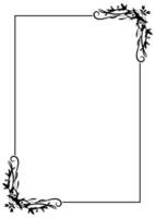 Vintage frame corner and border ornament. Classic calligraphy filigree. Hand drawn vector illustration. Element for decorative frame, template, document, greeting card, invitation, certificate, menu.