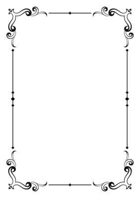 Vintage frame corner and border ornament. Classic calligraphy filigree. Hand drawn vector illustration. Element for decorative frame, template, document, greeting card, invitation, certificate, menu.