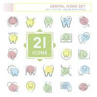 Icon Set Dental. related to Health symbol. Color Spot Style. simple design editable. simple illustration vector