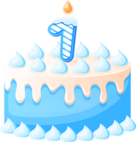 Birthday Cake With Candle Number 1 png