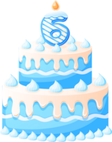 Birthday Cake With Candle Number 6 png