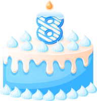 Birthday Cake With Candle Number 8 png