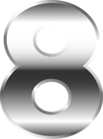 Silver Metal Number  8 png