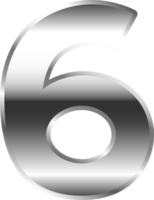 Silver Metal Number  6 png