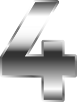 Silver Metal Number  4 png