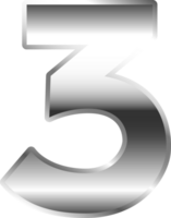 Silver Metal Number  3 png