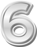 Silver Metal Number  6 png