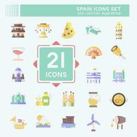 Icon Set Spain. related to Holiday symbol. flat style. simple design editable. simple illustration vector