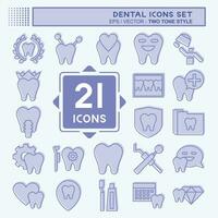 icono conjunto dental. relacionado a salud símbolo. dos tono estilo. sencillo diseño editable. sencillo ilustración vector