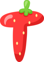Strawberry Alphabet Letter T png