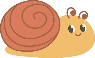 Cute little snail in cartoon style. Vector illustration