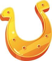 Golden horseshoe in cartoon style. Vector illustration isolated