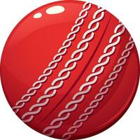 Red ball with white seam pattern on transparent background. Vector illustration of single cricket element