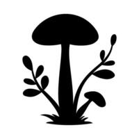 Mushrooms Silhouette Illustration On Isolated Background vector