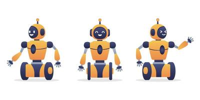 Robot, chat bot neural network, AI servers and robots technology. Set of cute robot ai character. vector