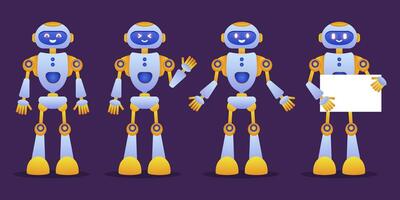 Robot, chatbot neural network, AI servers and robots technology. Set of cute robot ai character. vector