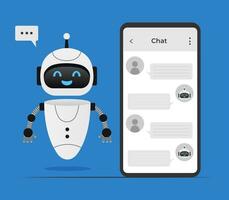 Chatbot neural network, AI servers and robots technology. Cute chatbot ai character. vector