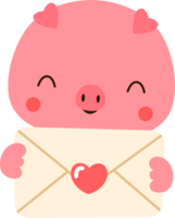 Cute Pig Animal And Valentine Love Letter png